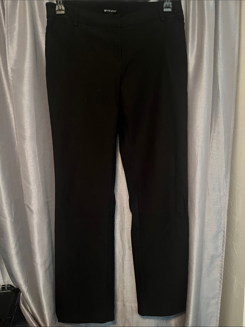 Black Straight-Leg Dress Pants